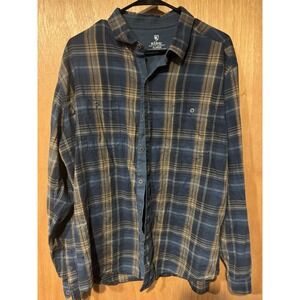 Kuhl Shirt Mens XLarge Blue Plaid Fugitive  Outdoor Modern Comfort (Z)